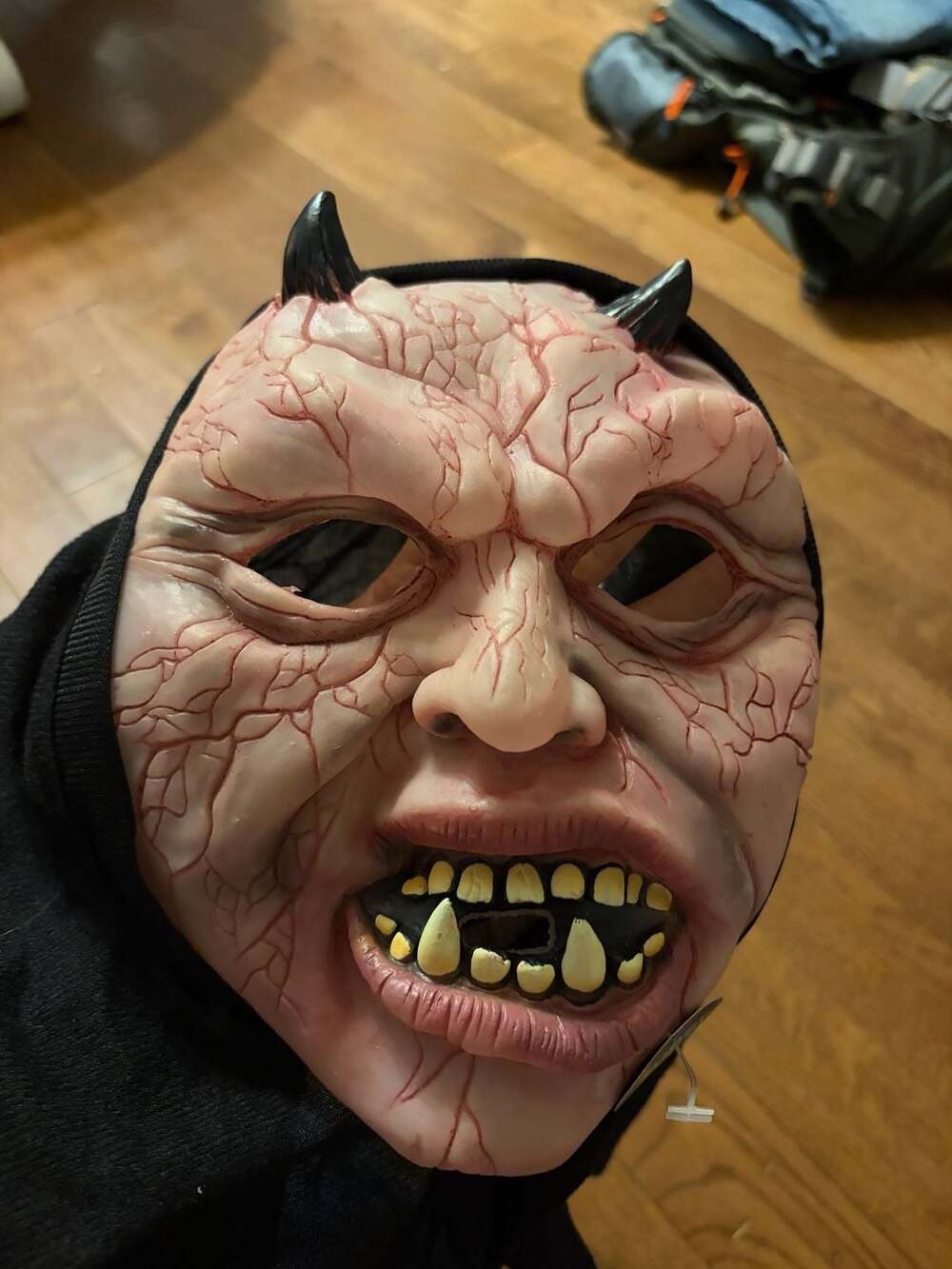 Devilish Imp Mask with Super Glow in Dark Teeth and Horns